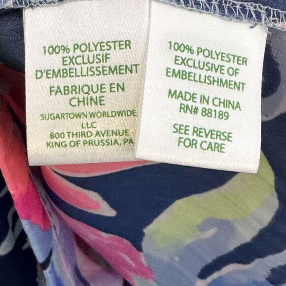 Lilly Pulitzer Ariele Romper High Tide Medium Beaded Long Sleeve Floral - Picture 9 of 11